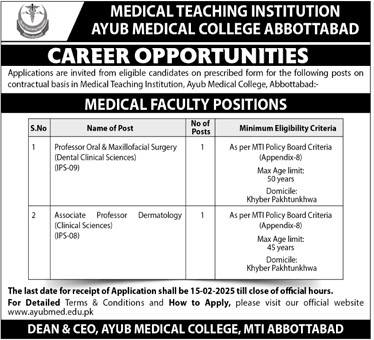 Ayub Medical College Abbottabad Jobs 2025